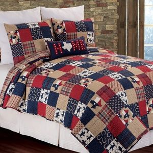 New! Texas Dalton King Quilt & 2 Pillow Shams Set